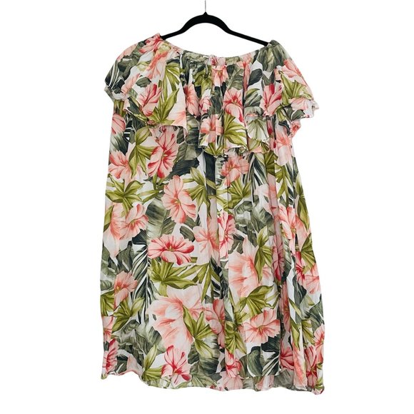 Label of Love Dresses & Skirts - LABEL Of Love Womens Pink Green Flower Print Tropical Off Shoulder Dress  Size: